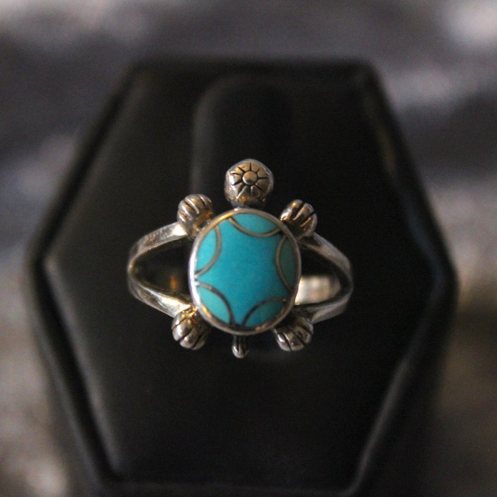 Cute turquoise turtle ring!
